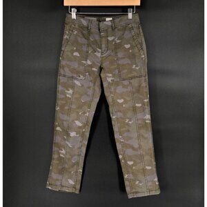 Anthropologie Women's The Wanderer Camo Cargo Pants 26P Green Mid Rise Cropped